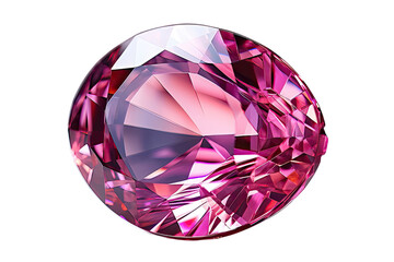 Pink spinel gem stone isolated on transparent background. Cut gemstone