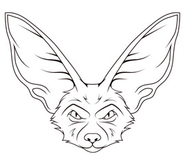 Fennec fox. Vector illustration of a sketch cute animal. A miniature fox that lives in the deserts of north africa. Wild animals.