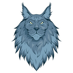 Maine Coon cat. Vector illustration of a Kitten ginger. Illustration for cat cattery, pet shop, pet hotel