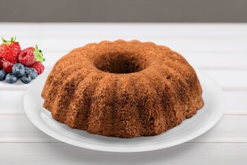 Pound cake traditional vanilla flavor on plate