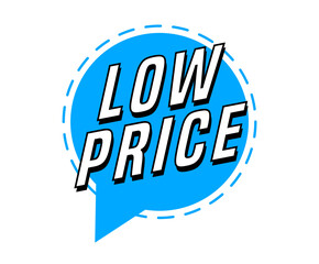 Colorful vector flat design banner low price. This sign is well adapted for web design.