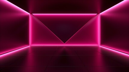 Empty geometrical Room in Fuchsia Colors with beautiful Lighting. Futuristic Background for Product Presentation.