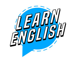 Colorful vector flat design banner learn english. This sign is well adapted for web design.