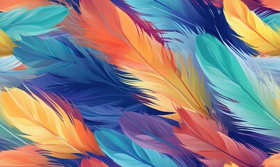  a colorful background with a lot of colorful feathers on it.  generative ai