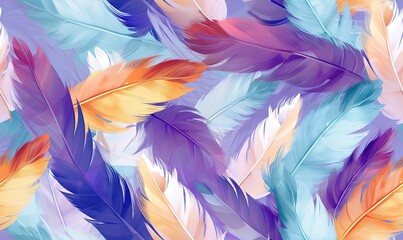  a colorful background with a lot of colorful feathers on it.  generative ai