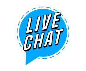 Colorful vector flat design banner live chat. This sign is well adapted for web design.