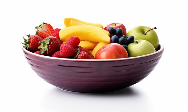  a red bowl filled with lots of different types of fruit.  generative ai