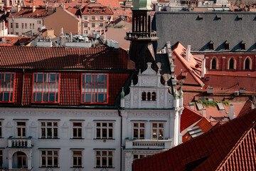 Summer panoramic view of Prague architecture