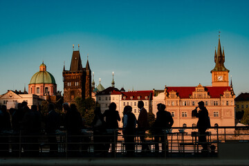 Summer panoramic view of Prague architecture