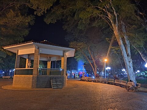 Araras, S&atilde;o Paulo, Brazil - July 1, 2022.View of the bandstand in the main square in the center of Araras.