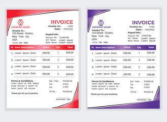 Business corporate creative invoice template.minimal style invoice vector template design