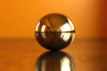 Elegant Golden Ball with Stunning Reflection. Generative AI