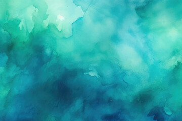 Fototapeta na wymiar Soothing Blue-Green Watercolour Art. Generative AI