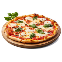 pizza margherita isolated on a transparent background (Generative AI)