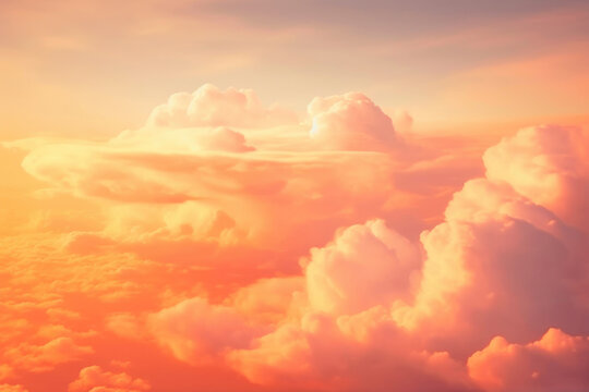 Orange Clouds and Blurred Sky. Generative AI