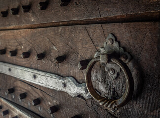 vintage and old  door knocker of door.