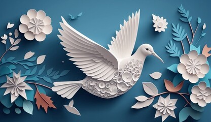 Obraz premium Paper cut style, Paper art of International Peace Day.Generative AI.