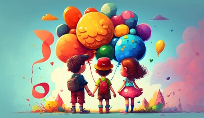 Childrens day illustration colorfull ai.Generative AI.