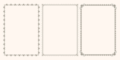 Vector set of frames with lotus silhouette