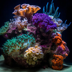 Obraz premium Generative AI illustrations, Ocean coral reef underwater. Sea world under water background