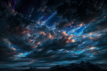 Fototapeta premium Dark blue cloud, painting, Generative AI illustrations