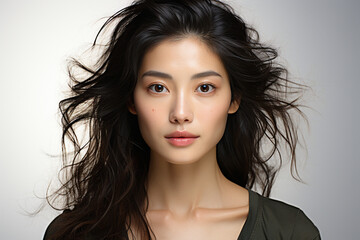Naklejka premium Portrait of an asian woman. Generative Ai