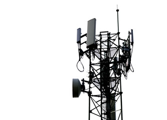communication antenna tower. telecommunication tower with antennas. cell phone tower. radio antenna...