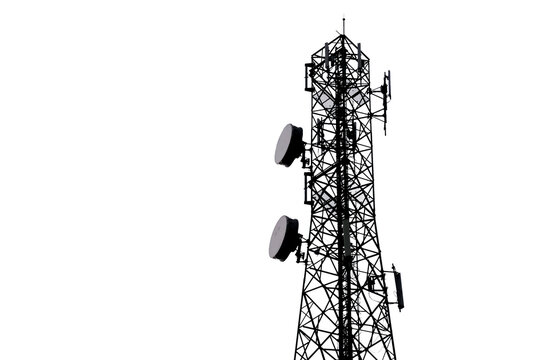 communication antenna tower. telecommunication tower with antennas. cell phone tower. radio antenna tower
