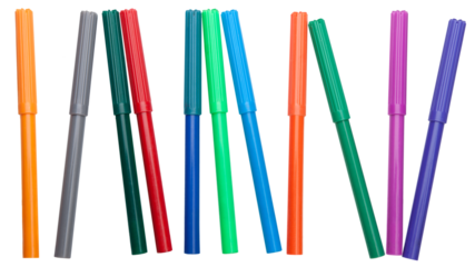 Much multi-colored felt-tip pens on a background