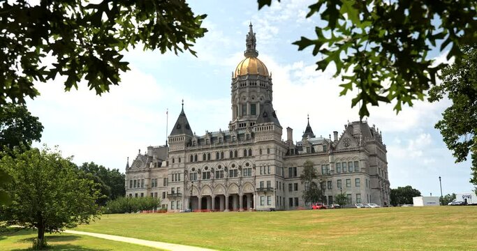 Building exterior of the Connecticut state capital in Hartford USA