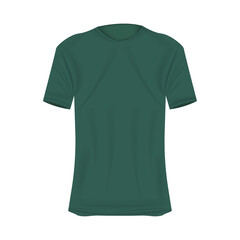 T-shirt mockup in green colors. Mockup of realistic shirt with short sleeves. Blank t-shirt template with empty space for design.
