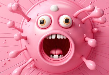 A funny gum with a protruding tongue and bulging eyes. Abstract emotional face. Cartoon monster. Generative AI. Illustration for banner, poster, cover, brochure or presentation. - obrazy, fototapety, plakaty