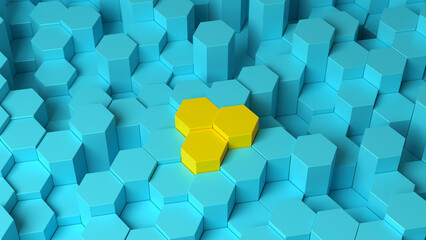 Hexagonal pattern with highlighted tiles