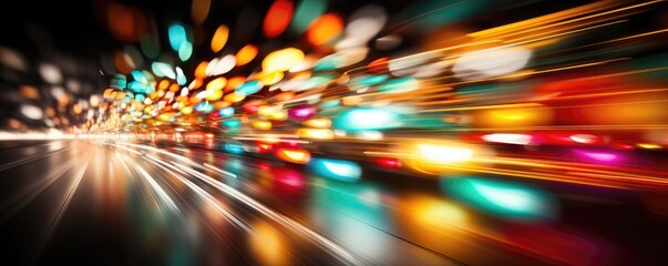 Abstract motion blur of car on the road with high speed moving fast