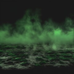 Fototapeta na wymiar Smoke background. Green smog or fog spreads on ground. generative ai