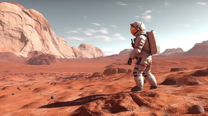 Astronaut on Mars, concept illustration, generative ai