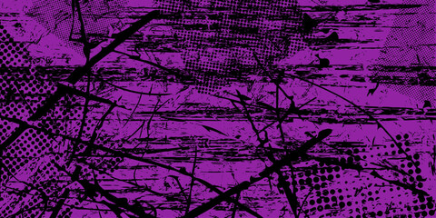 Grunge violet and black distorted background. Dust overlay shape. Dirty splattered shape. Vector illustration. Distressed design element for create vintage grunge effect with noise and grain