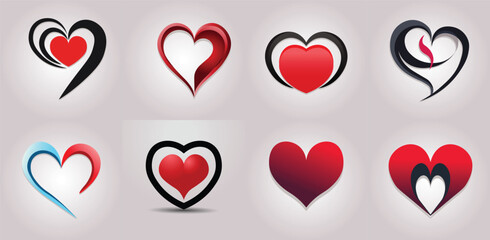 set of heart icons vector illustration love symbol 