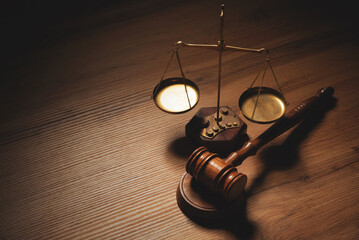 Judge gavel on wooden table