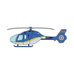 kids drawing Vector illustration helicopter, simple colored flat cartoon isolated