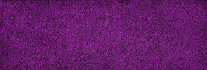 Black purple violet dark orchid pink plum magenta abstract grunge background for design. Painted concrete wall with rough grainy plaster texture. Close-up. Wide banner. Panoramic. Template. Empty spac