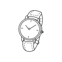 Hand drawn kids drawing Vector illustration wrist watch flat cartoon isolated
