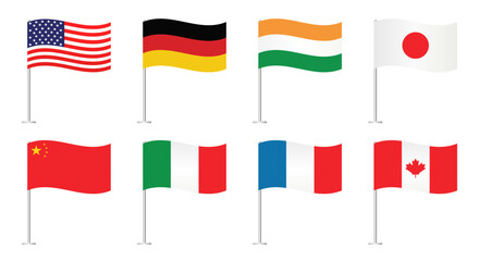 World flags 3d folded. Flag of countries. Flags of European countries. World flags. Vector illustration