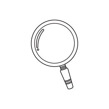 recommend clip art: Hand drawn kids drawing Vector illustration Magnifying glass flat cartoon isolated