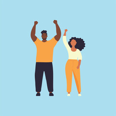 couple fighting for their rights, vector illustration