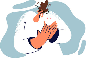 Man claps and applauds to support successful colleagues for outstanding business achievements