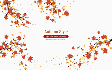Autumn style background with colorful leaves. Banner, coupon, card, flyer, booklet vector template - obrazy, fototapety, plakaty