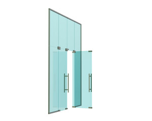 Glass doors isolated on transparent background. 3d rendering - illustration