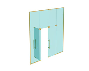 Glass doors isolated on transparent background. 3d rendering - illustration