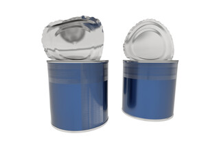 Open cans isolated on transparent background. 3d rendering - illustration